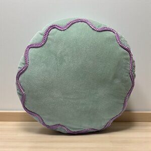 ETTA  VEE PILLOW GREEN Purple PIPING ROUND 15” Boho